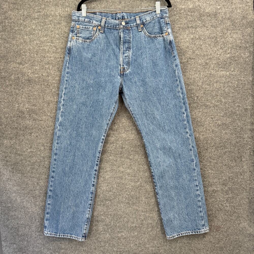 Levis 501 Jeans Mens 34x30 Button Fly Faded 100% Cotton Denim Original Classic